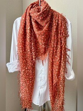 EUC Chan Luu Leopard Print Cashmere Silk Scarf